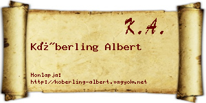 Köberling Albert névjegykártya