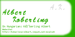 albert koberling business card